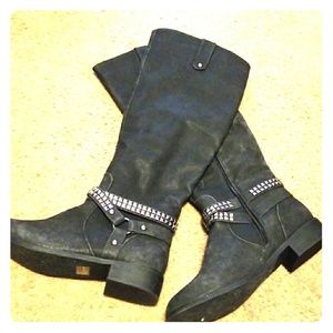 NWOT Black Boots with studded straps
